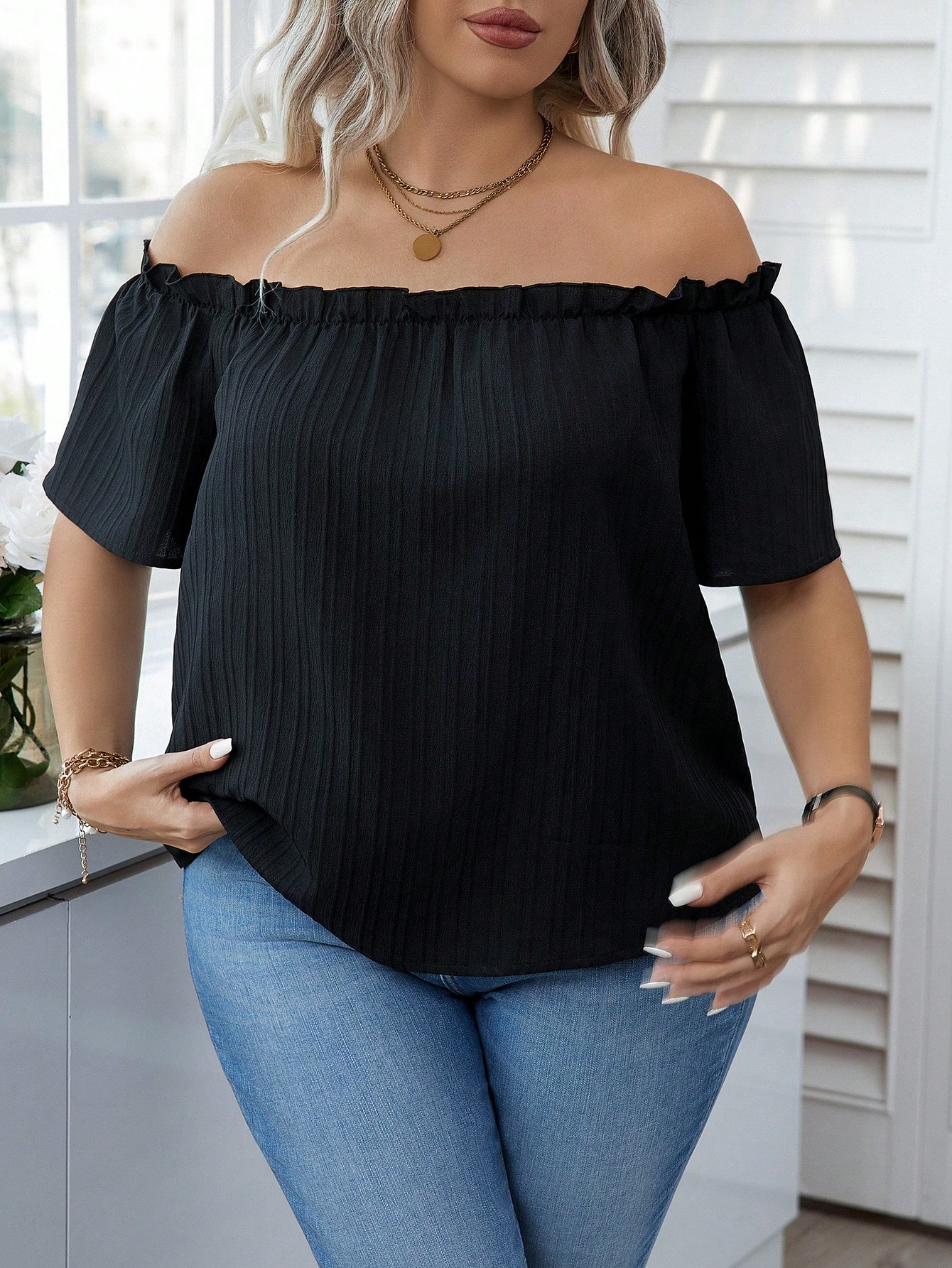 Blusa negra sexy con diseño de - Blouse Off Shoulder reseña y precio